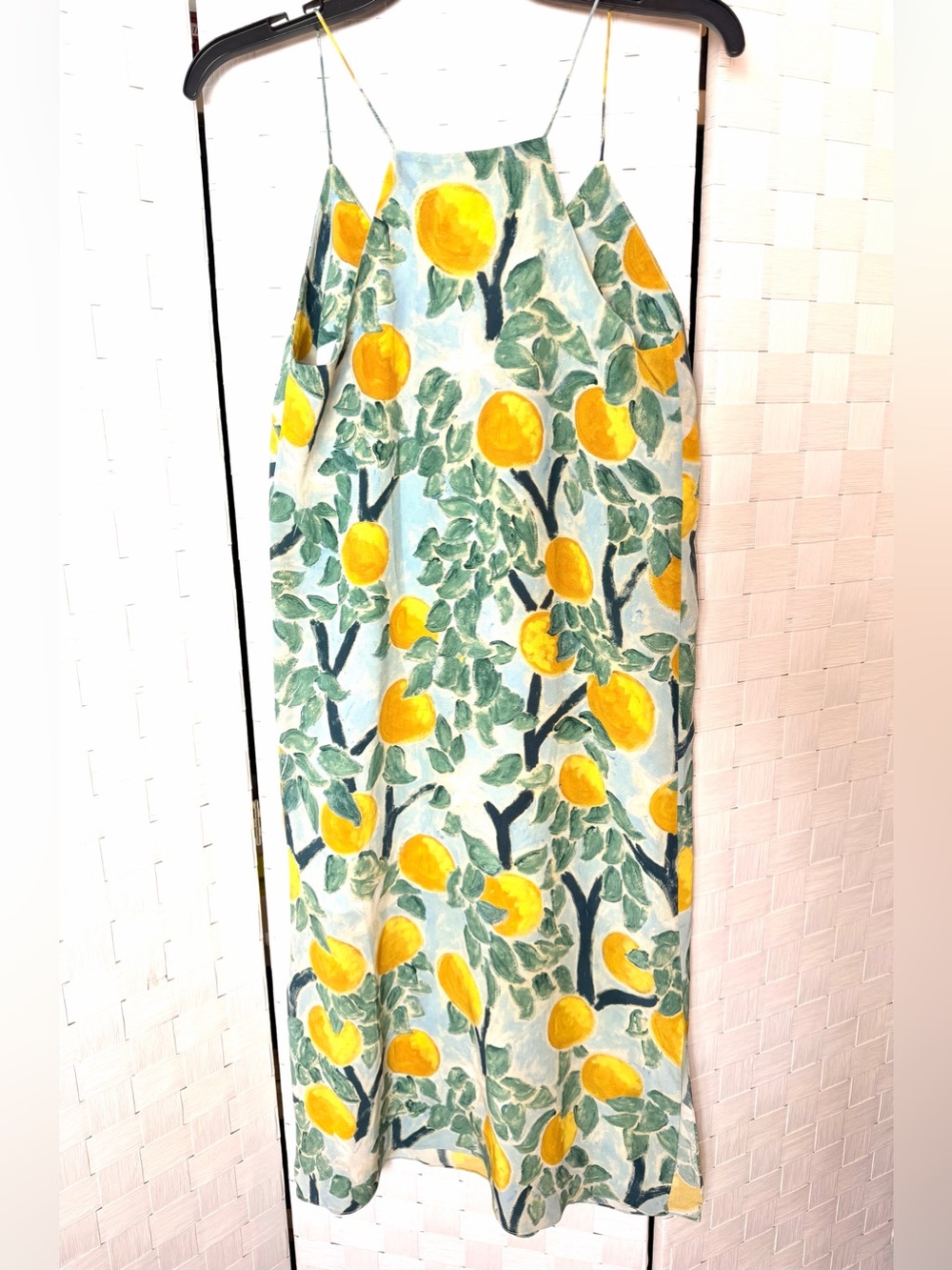 WHIT Silk Lemon Grove Slip Dress - Yellow & Green - Picture 3 of 8